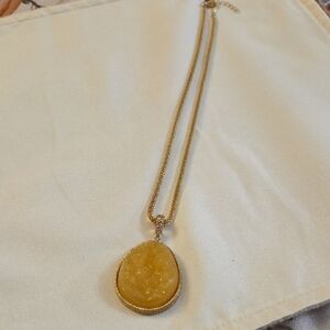 Wendy Williams Druzy Quartz Gold Pendant Necklace